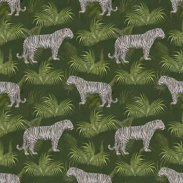 White tigers seamless digital pattern Stockillustratie