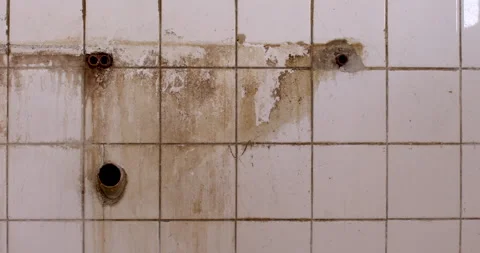 White tile asylum with liquid streaks and scratch marks. Stock Footage 243228834