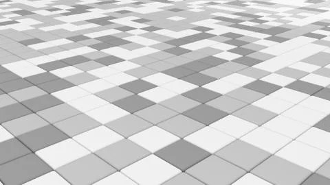 White tile flooring, architecture pattern texture background, 3d abstract ill Stock Illustration