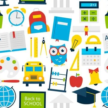 White Tile Pattern Back to School Stock Illustration