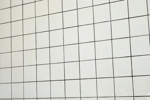 White tile surface, mesh grid structure with bold black line Stock Photos