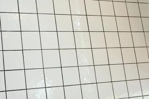 White tile surface, mesh grid structure with bold black line Stock Photos