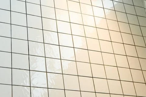 White tile surface, mesh grid structure with bold black line Stock Photos