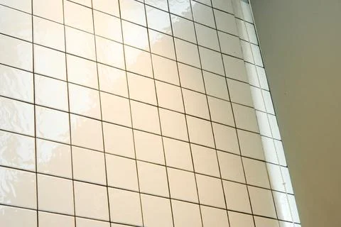 White tile surface, mesh grid structure with bold black line Stock Photos