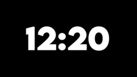 White Time Display1425 Digital Clock Black Background Modern Stock Footage 326663150