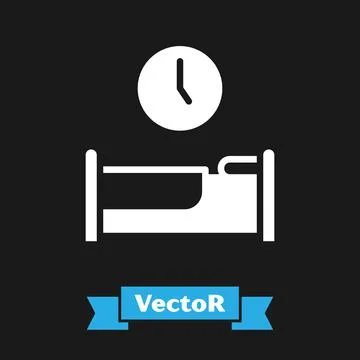 White Time to sleep icon isolated on black background. Vector Illustrazione stock