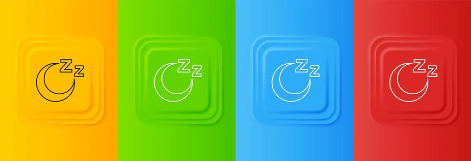 White Time to sleep icon isolated on colorful background. Sleepy zzz. Healt.. Illustrazione stock