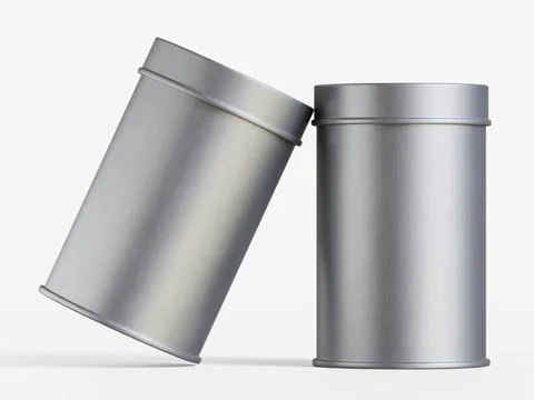 White tin pack (13) Stock Photos