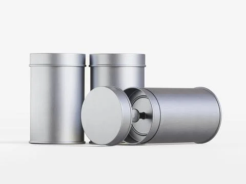 White tin pack (27) Stock Photos