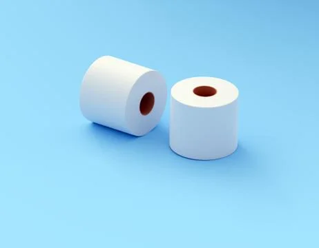 White toilet paper close-up isolated on blue background Stock Illustration