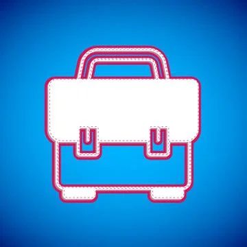 White Toolbox icon isolated on blue background. Tool box sign.  Vector 스톡 일러스트