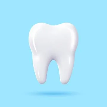 White tooth 3d render on blue Stock-Illustration