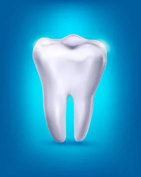 White tooth on a blue background. vector. Stock Illustration