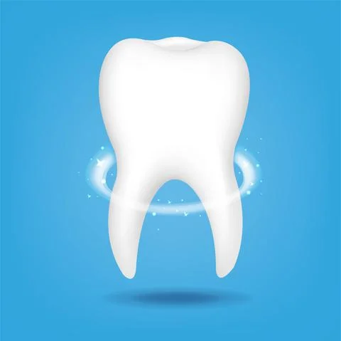 White Tooth With Blue Backround And Stars Stock Illustration