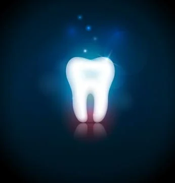 White tooth on a blury blue background Illustrazione stock