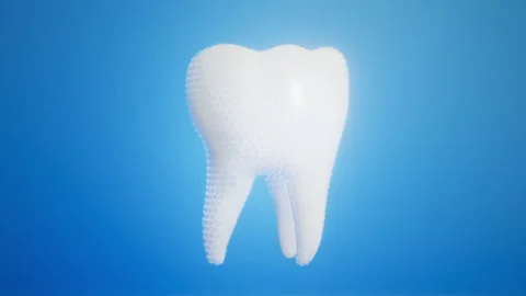 White tooth, covered with hexagonal moving protective lattice. Dental shield Stock Footage 338065592