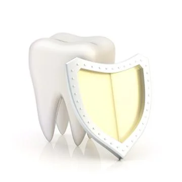 White tooth covered with the shield Stock Illustration