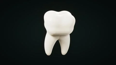 White tooth on dark background. 3d rendering Video stock 339933704