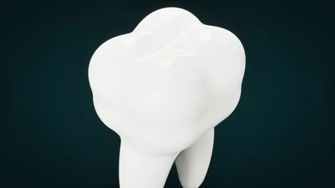 White tooth on dark background. 3d rendering Stock Footage 339933713
