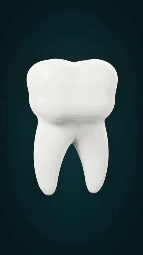 White tooth on dark gradient background. 3d rendering Stock Footage 339933776