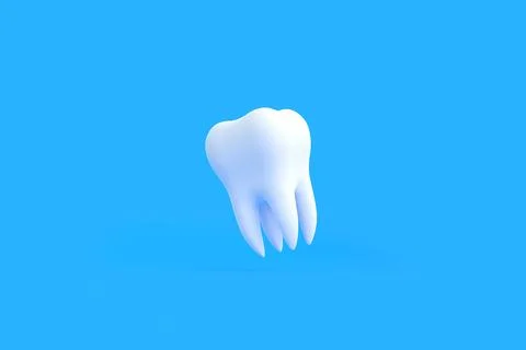 White tooth flying on a blue background Stock-Illustration