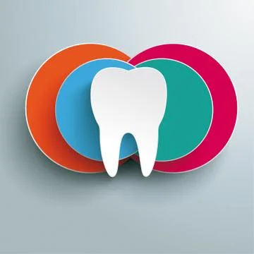 White tooth four colored circles design Stock Illustration