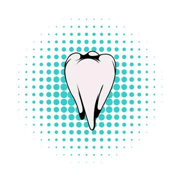 White tooth icon, comics style Stock Illustration