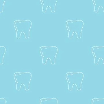 White tooth linear style vector seamless pattern. . 스톡 일러스트