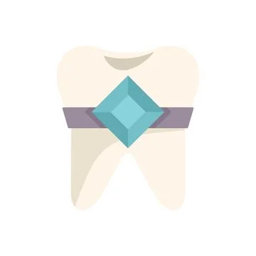 White tooth with a precious stone being used as decoration Stock Illustration