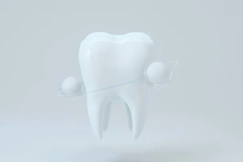 White tooth with protective ring surrounded, 3d rendering. Stock Illustration
