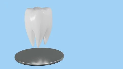 White tooth rotates on platform. Chromakey. 3D template. Space for text. Stock Footage 172425160