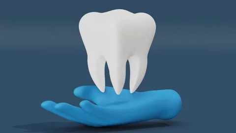 White tooth spinning around its axis 3d rendered animation Stock Footage 301903162