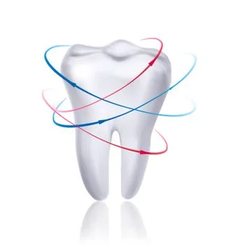 White tooth surrounded by beams. taking care of teeth concept. vector. Stock Illustration