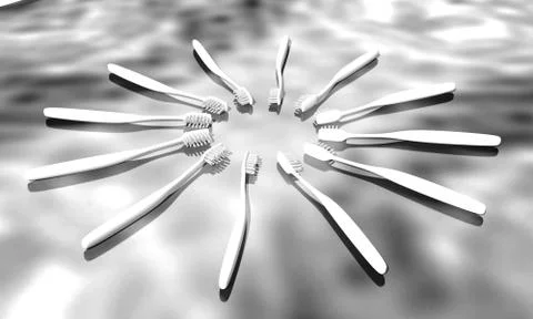 White toothbrush circle  on marble Stock Illustration
