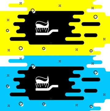 White Toothbrush with toothpaste icon isolated on black background. Vector Illustrazione stock