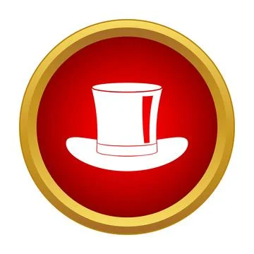 White top hat icon in red circle Stock Illustration