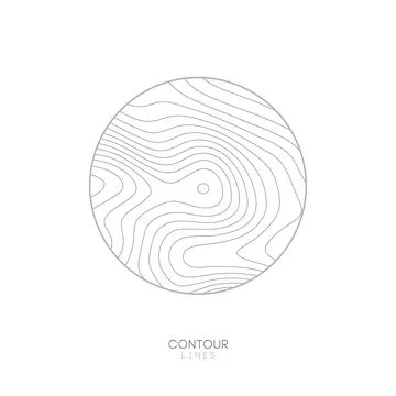White Topographic map circle logo concept.Topo map elevation lines. Contour Stock Illustration