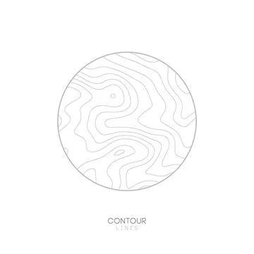 White Topographic map circle logo concept.Topo map elevation lines. Contour Stock Illustration