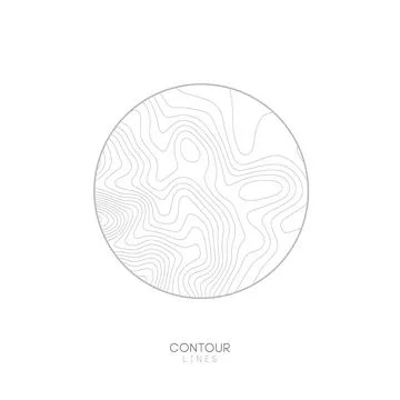 White Topographic map circle logo concept.Topo map elevation lines. Contour Illustrazione stock