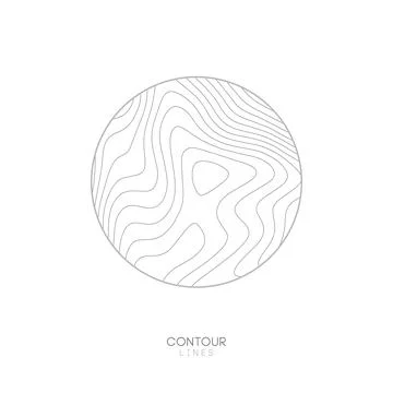 White Topographic map circle logo concept.Topo map elevation lines. Contour Stock-Illustration