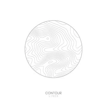 White Topographic map circle logo concept.Topo map elevation lines. Contour Illustrazione stock