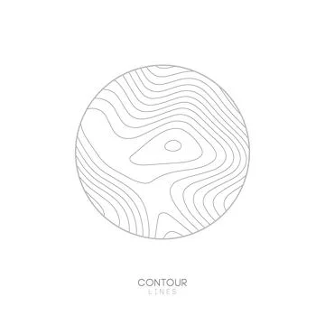 White Topographic map circle logo concept.Topo map elevation lines. Contour Stock Illustration