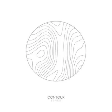 White Topographic map circle logo concept.Topo map elevation lines. Contour Stock Illustration