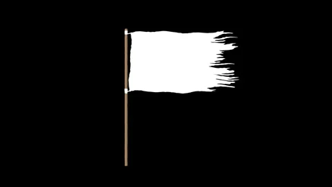 White torn flag waving seamless loop animation with torn fabric on a wood pole. Stock-Footage 332511413