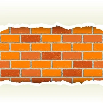 White torn paper brickwork background Stock Illustration