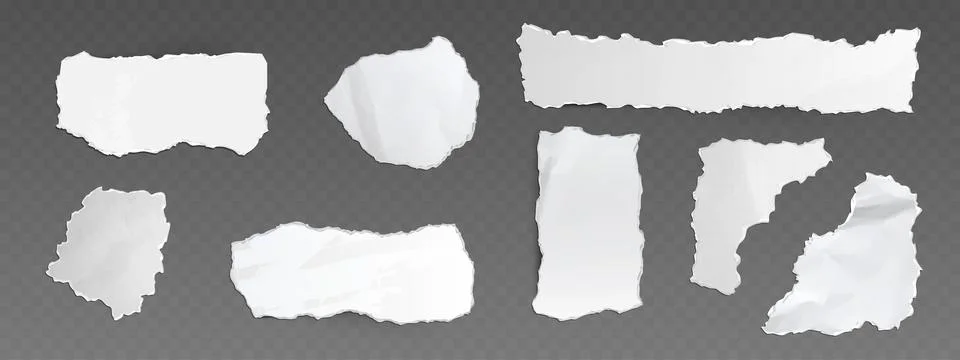 White torn paper cutout sheet set Stock Illustration