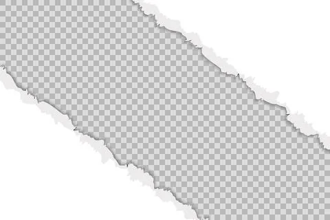 White torn paper on diagonal corners of horizontal page. Scrapbook ripped edges Stock Illustration
