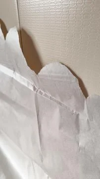 White torn paper edge with irregular border on textured background 스톡 사진