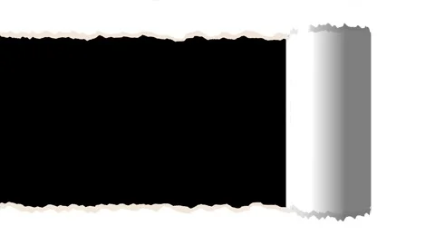 White torn paper edge transition animation with horizontally rolling effect. Stock Footage 320080929