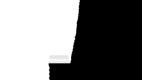 White torn paper edge transition animation with open and close vertical tear. Stock Footage 330012647